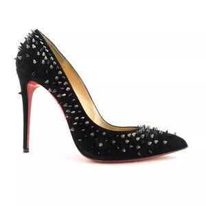CHRISTIAN LOUBOUTIN Size 7 ESCARPIC Black Suede Spike Heels Pumps Shoes 37 Eur